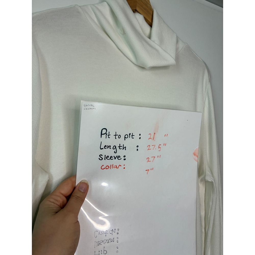 Loft Womens White Ribbed Turtleneck Long Sleeve Top XL CA57421 RN140923 - Picture 5 of 6